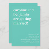 ミント鮮やかアクアティール（緑がかった色）クリーンモダンス結婚ズ 招待状 (正面/裏面)