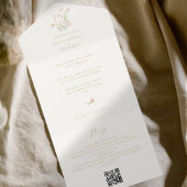 ミント&アイボリーフローラワイルドフラワーバラ結婚ズオールI オールインワン招待状