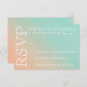 ミント·アンド·ピーチ·グラデーション結婚式招待状rsvp 出欠カード (正面/裏面)