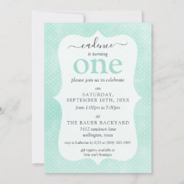 ミント＆イエローなルースチックコテージ　カスタム年齢誕生日 招待状