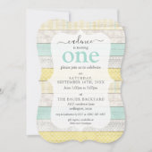 ミント＆イエローのカントリーコテージ　オーダーメイド年齢誕生日 招待状 (正面)