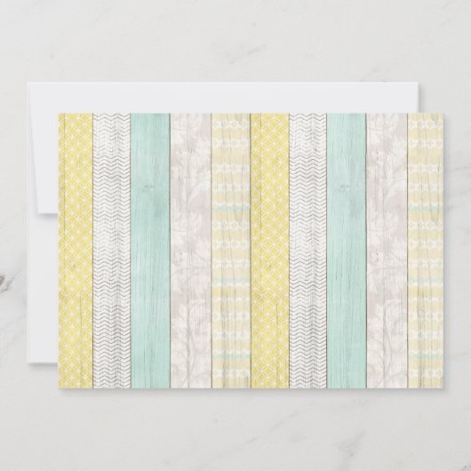 ミント&イエローコテージ素朴ウッドジオメトリックフォト 招待状 (裏面)