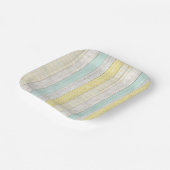 ミント&イエローボホ幾何学模様素朴木材 ペーパープレート (傾斜あり)