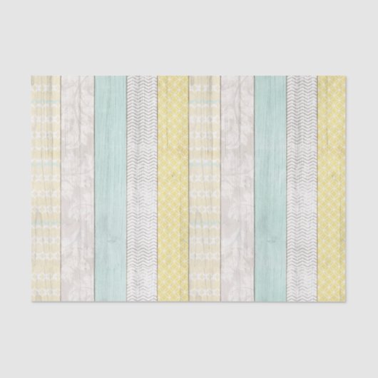 ミント&イエローボホ幾何学模様素朴木材 薄葉紙 (正面)
