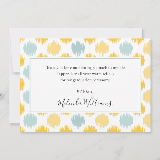 ミント&イエローモノグラム写真ありがとう卒業 案内状 (裏面)