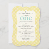 ミント&イエロー素朴コテージカスタムエージ誕生日 招待状 (正面)