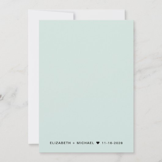 ミント・ウェディング・レセプションの後ずっと幸せに 招待状 (裏面)