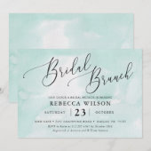 ミント ウォーターカラー ラスティック ブライダル ブランチ インビテーション (正面/裏面)
