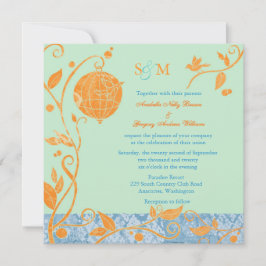 ミント&オレンジラブバード結婚ズ 招待状