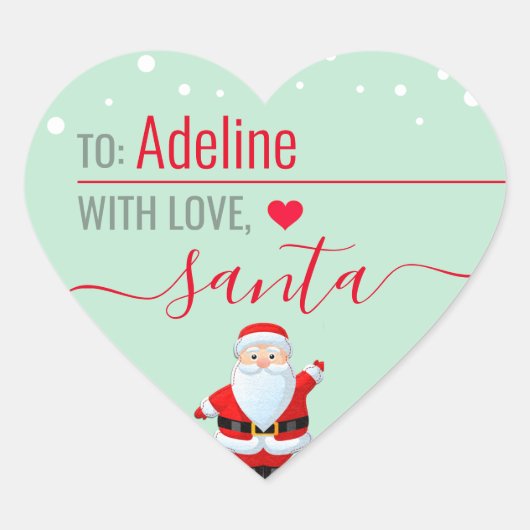 ミント・クリスマスギフト「愛とサンタパーソナライズされた」 ハートシール (正面)