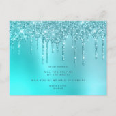 ミント·グリッター·ドリップスは私のメイド・オブ・オーナー（花嫁付き添い人） インビテーションポストカード (裏面)