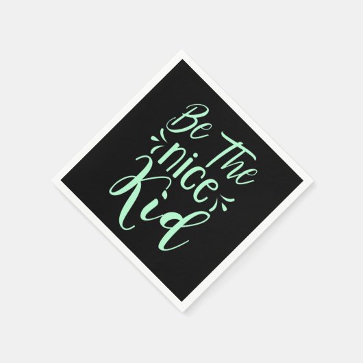 ミント・グリーンで優前向きしい子ども向けメッセージになる スタンダードカクテルナプキン (角)