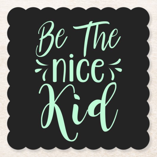 ミント・グリーンで優前向きしい子ども向けメッセージになる ペーパーコースター (正面)