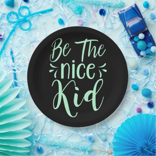 ミント・グリーンで優前向きしい子ども向けメッセージになる ペーパープレート (パーティー)