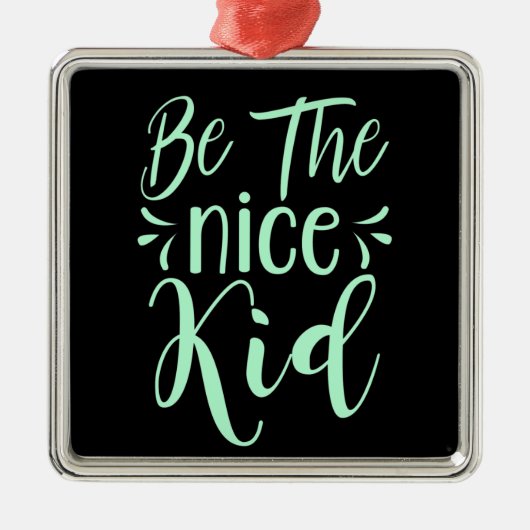 ミント・グリーンで優前向きしい子ども向けメッセージになる メタルオーナメント (正面)