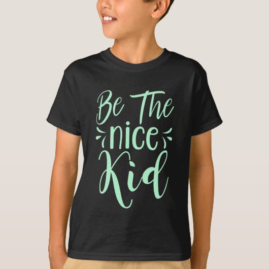 ミント・グリーンで優前向きしい子ども向けメッセージになる Tシャツ (正面)