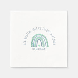 ミント – グリーンとブルートーンボーホレインボー紙プレート スタンダードカクテルナプキン