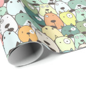 ミント＆グリーンの積み重ねられた犬 ラッピングペーパー (ロールコーナー)