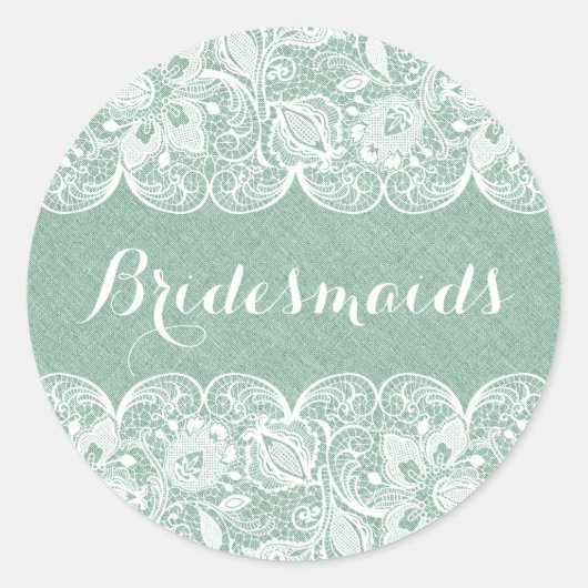 ミント – グリーンフェイクラインホワイトフローラ ラウンドシール (正面)