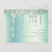 ミント・グリーン・ドリップスは私のメイド・オブ・オーナー（花嫁付き添い人） インビテーションポストカード (裏面)