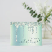 ミント・グリーン・ドリップスは私のメイド・オブ・オーナー（花嫁付き添い人） インビテーションポストカード (スタンド正面)