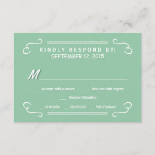 ミント·グリーン·ドリンク& RSVP素朴の結婚返事 出欠カード
