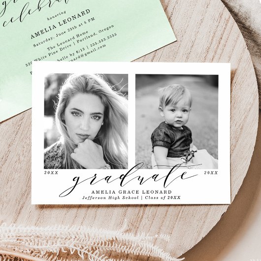 ミント・グリーン・フォト卒業式パーティー 招待状