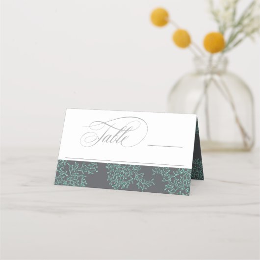 ミント&グレイ結婚コーストテーマ座席表 プレイスカード (正面)