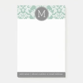 ミント&グレーダマスクパターンカスタムモノグラム ポストイット (正面)