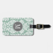 ミント&グレーダマスクパターンカスタムモノグラム ラゲッジタグ (正面横)