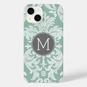 ミント&グレーダマスクパターンカスタムモノグラム Case-Mate iPhoneケース (裏面)