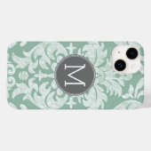 ミント&グレーダマスクパターンカスタムモノグラム Case-Mate iPhoneケース (裏面 (横))