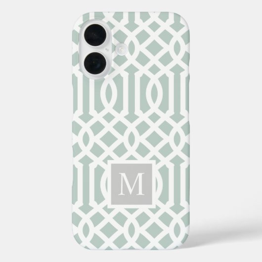 ミント&グレートレリス・モノグラム |編集可能な色 Case-Mate iPhoneケース (裏面)
