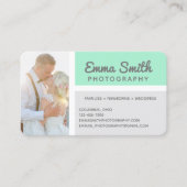 ミント&グレー写真写真ロパーソナライズされたゴ 名刺 (正面)