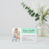 ミント&グレー写真写真ロパーソナライズされたゴ 名刺 (スタンド正面)