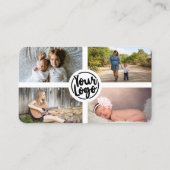 ミント&グレー写真写真ロパーソナライズされたゴ 名刺 (裏面)