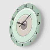 ミント&コーヒーサークル&数字とブルズアイ ラージ壁時計 (傾斜)