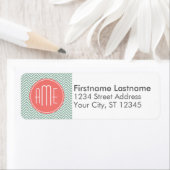 ミント&コーラルシェブロンカスタムズモノグラム ラベル (インサイチュ)