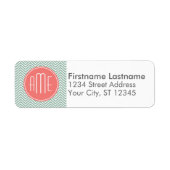 ミント&コーラルシェブロンカスタムズモノグラム ラベル (正面)