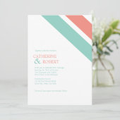 ミント&コーラルストライプの結婚式招待状 招待状 (スタンド正面)