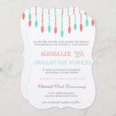 ミント&コーラルティモダンアードロップビーズ招待状 招待状 (正面/裏面)