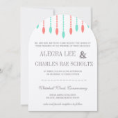 ミント&コーラルティモダンアードロップビーズ招待状 招待状 (正面)