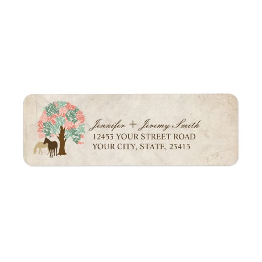 ミント&コーラルピンク春ウマ結婚ーズ ラベル (正面)
