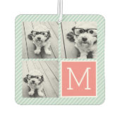 ミント&コーラルフォトコラージュカスタムモノグラム カーエアーフレッシュナー (裏面)