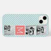 ミント&コーラルフォトコラージュカスタムモノグラム Case-Mate iPhoneケース (裏面 (横))