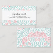 ミント&コーラルフローラダマスクパターン コーリングカード (正面/裏面)