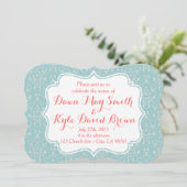 ミント·コーラル·ダマスク結婚式の招待 招待状 (スタンド正面)