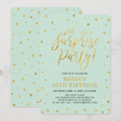 ミント＆ゴールド | 大人40歳サプライズ誕生日パーティー 招待状 (正面/裏面)