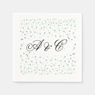 ミント&シルバーパーティーナプキンス スタンダードカクテルナプキン