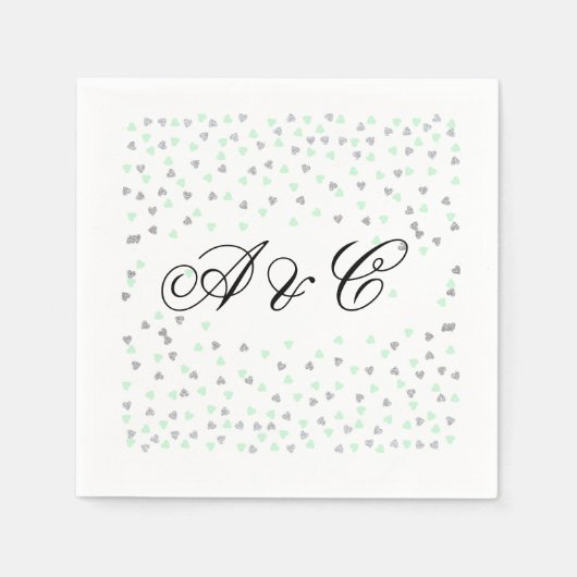ミント&シルバーパーティーナプキンス スタンダードカクテルナプキン (正面)